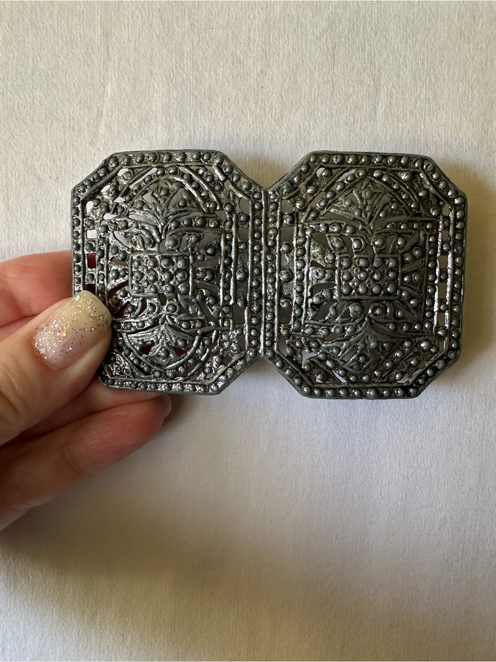 Vintage Filigree Art Deco Arabesque Belt Buckle and Black Stretch Belt - Picture 6 of 6